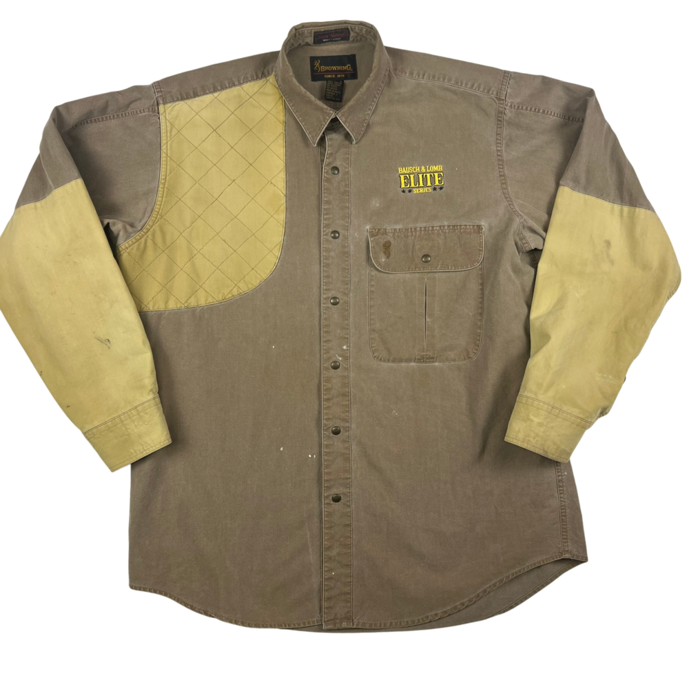 Browning Shirt Mens Large Vtg Hunting Shooting Bausch Lomb Elite Series Quilted